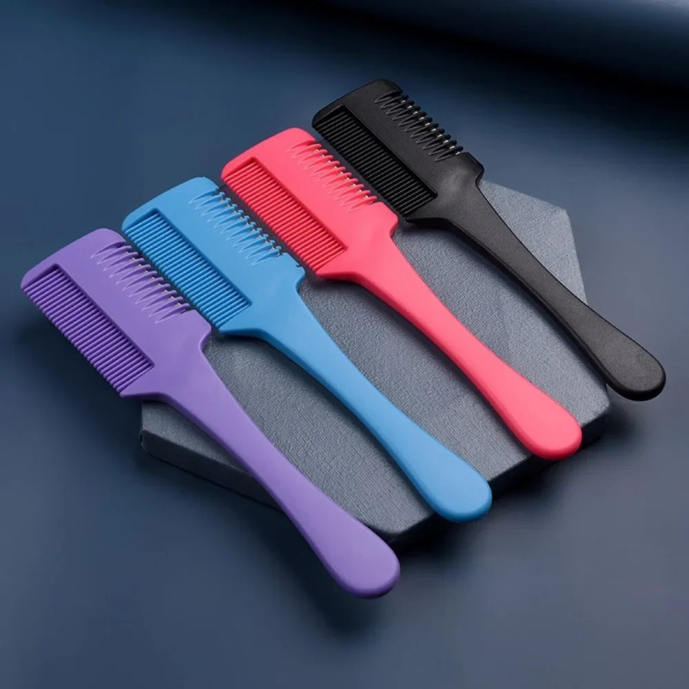

Hair Cutting Comb Plastic Handle Hair Brush with Razor Blades Barber Scissors Hair Salon Thinning Hairdressing DIY Styling Tools