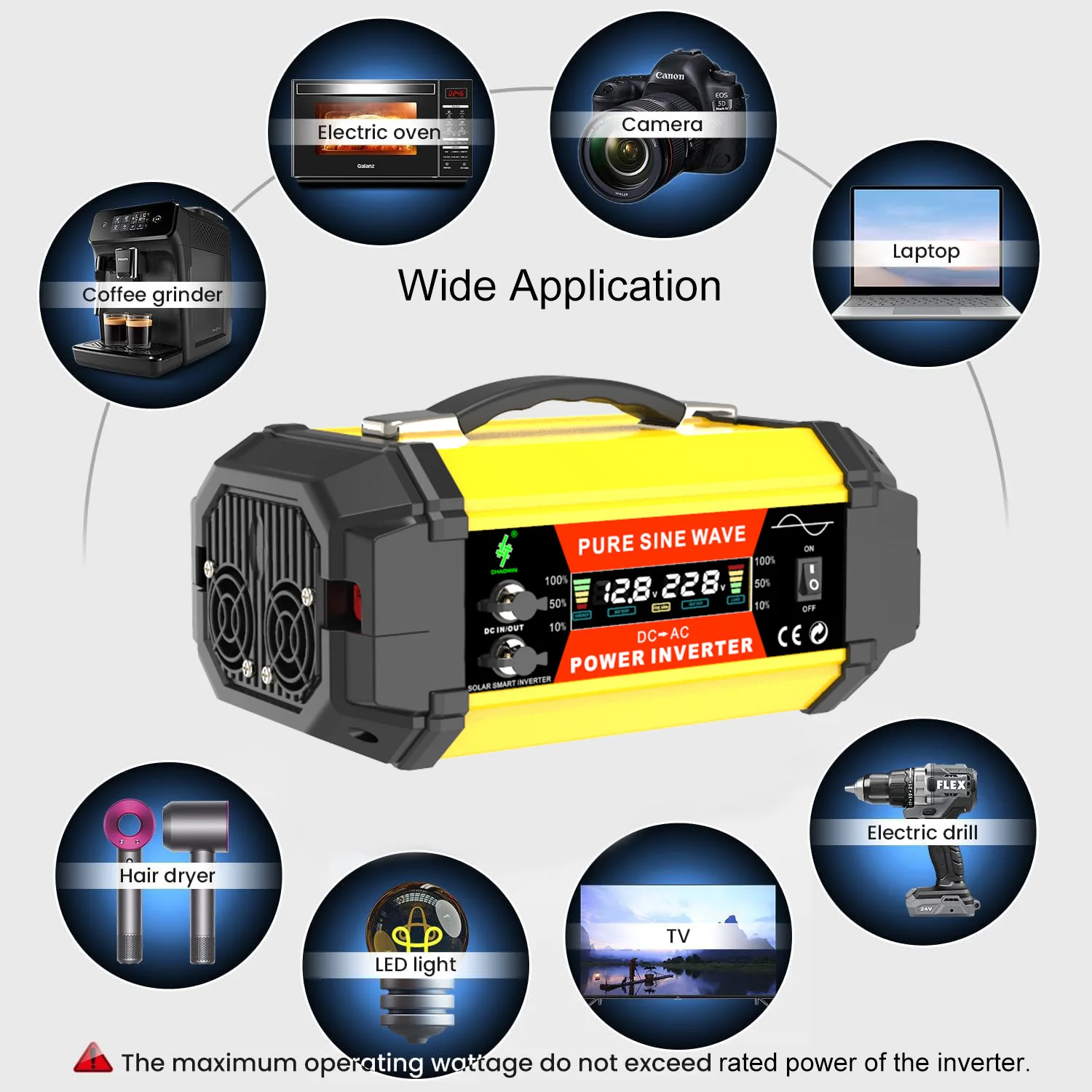 5000W Pure Sine Power Inverter - 12V to 220V Heavy-Duty Converter for Cars, RVs
