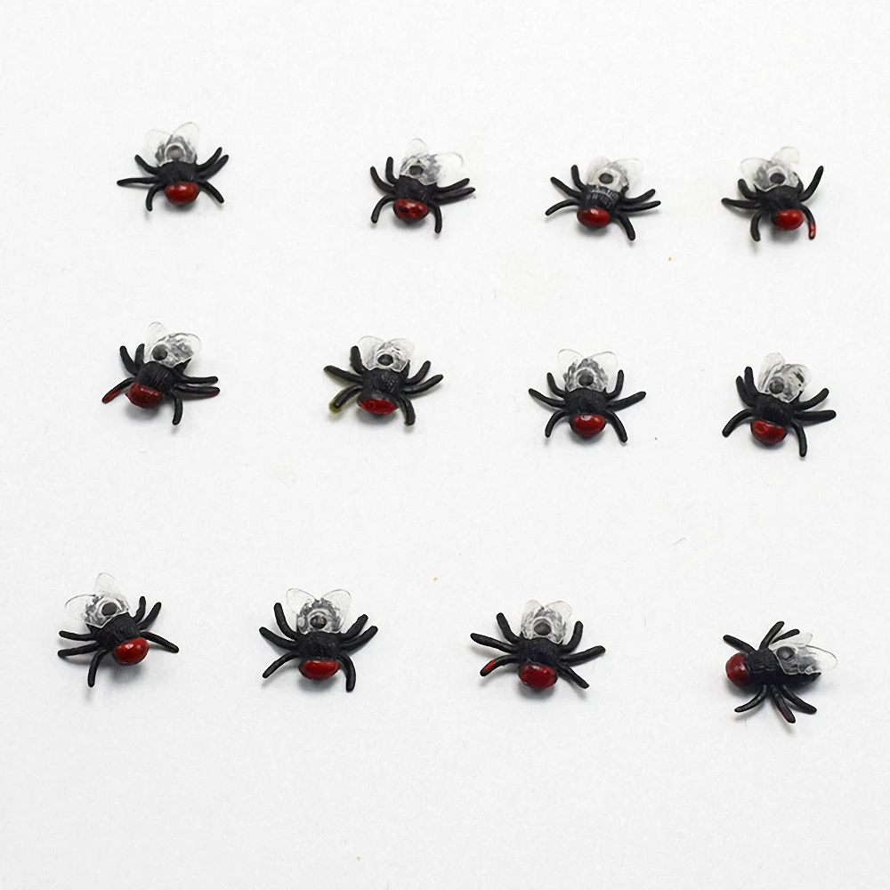 10Pcs Mini Fake Fly Prank Toys Simulation Flies Funny Trick Practical Joke Maker Horror Halloween Decoration Novelty Gag Toys