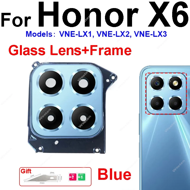Vetro Posteriore Per Fotocamera Huawei Honor 7X (BND-L21/L22/L24) – Con Biadesivo, Ricambio Lente Obiettivo