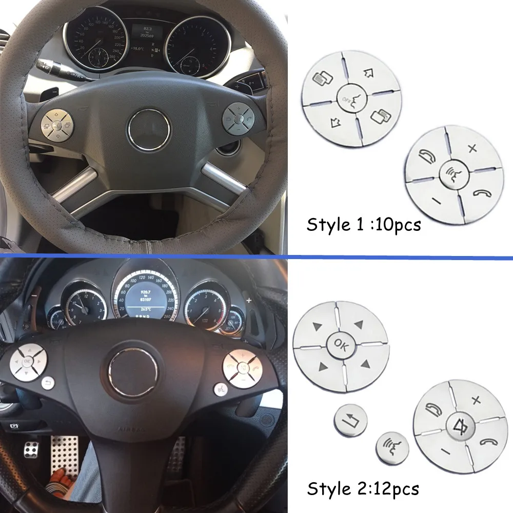 Car Interior Steering Wheel Button Switch Trim Cover Sticker For Mercedes Benz E C S GLK R ML GL CLS SLK Class W212 W204