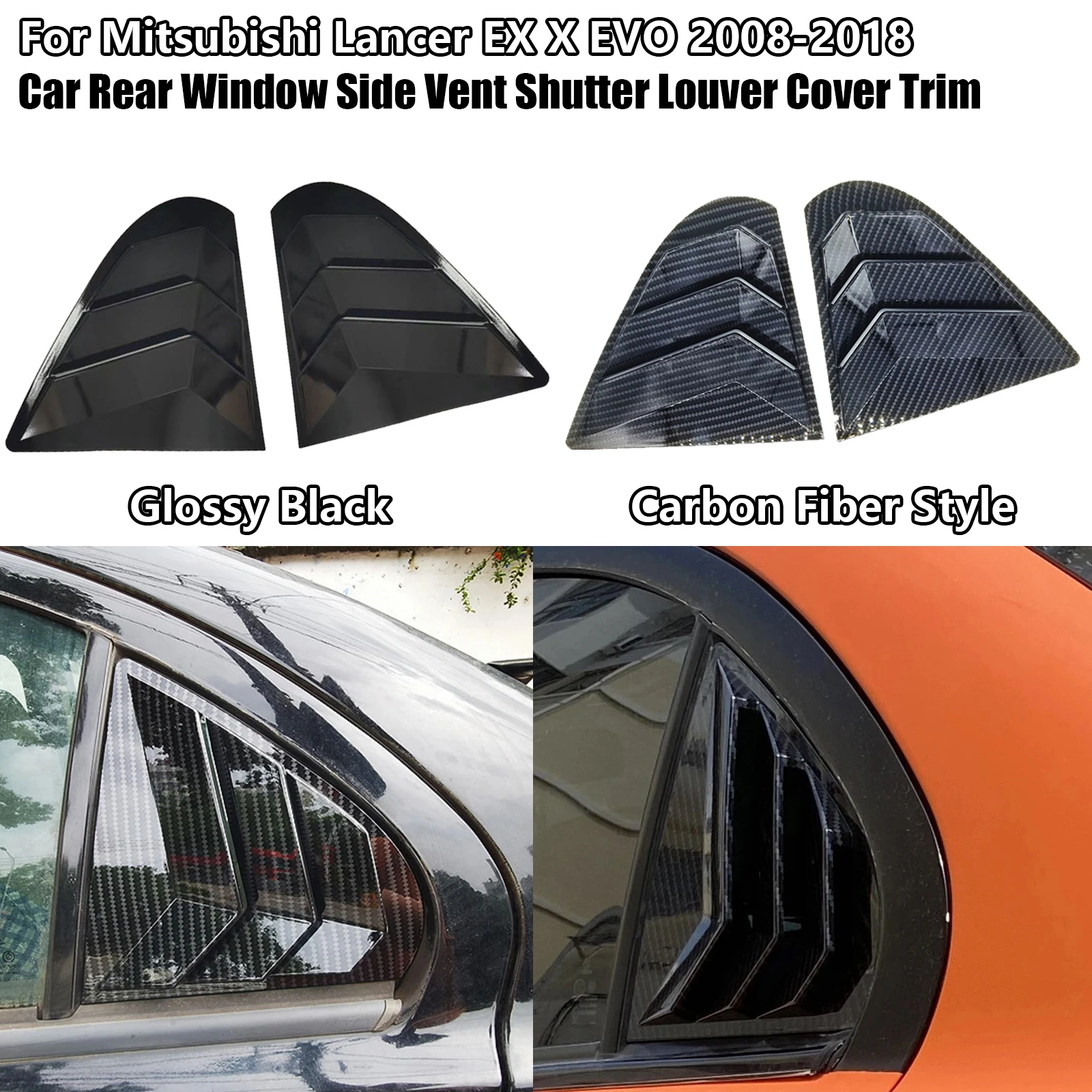 

Car Rear Window Shutter For Mitsubishi Lancer EX X EVO 2008-2018 Side Vent Louver Cover Trim Accessories Carbon Fiber Style