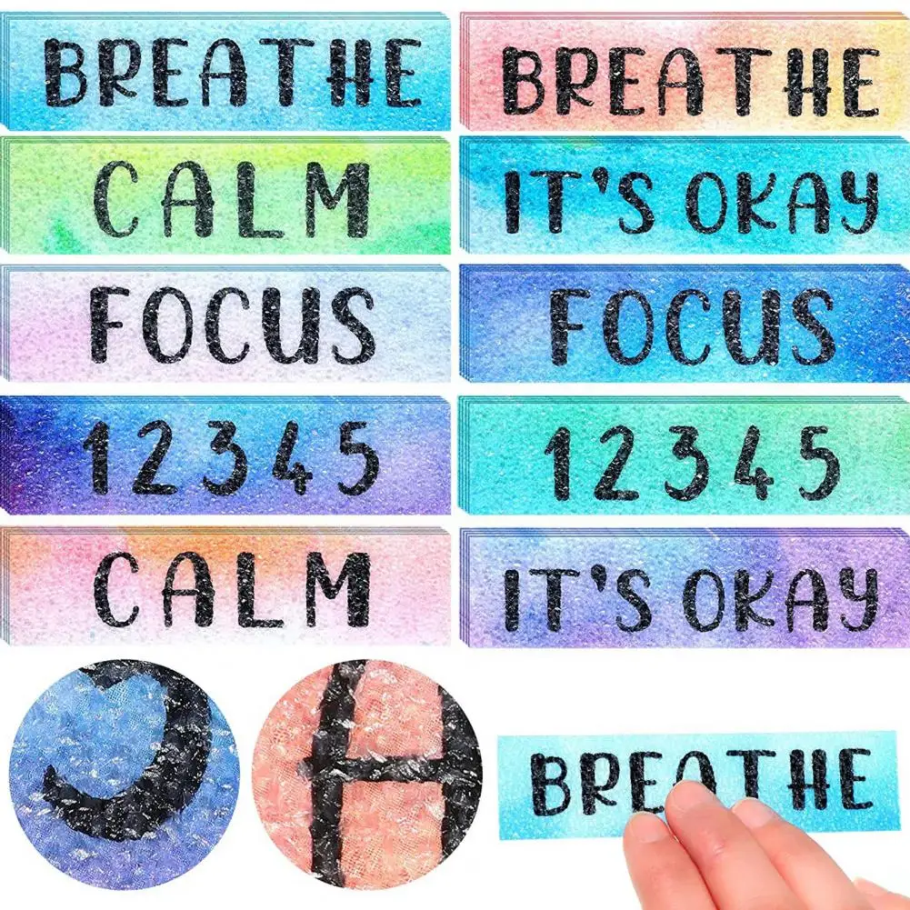 

Pressure Stickers Desk Strip Anxiety Strips Textured Stress Relief Stickers for Phone Case Decoration Tactile 50 Pcs for Adults