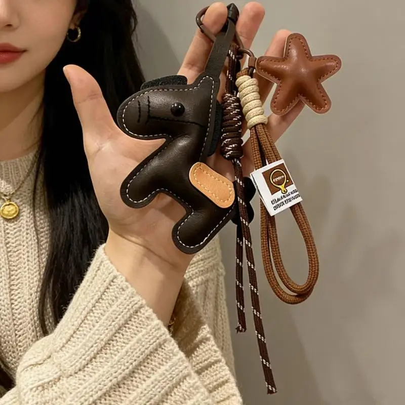 Y2K Vintage Leder-Pony-Taschenanhänger Pferde-Jahres-Maskottchen Schlüsselanhänger Vielseitiger Schlüsselring Anhänger Schlüssel-Dekoration Neujahrsgeschenke – Detail 2