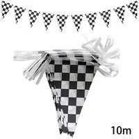 10m Longer Race Car Birthday Banner Decoration Black and White Checkered Flag Theme Party Supplies Birthday Decoration 1