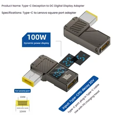 100W Laptop Power Charger Converter - Type-C to DC Male Adapter (For Levono)