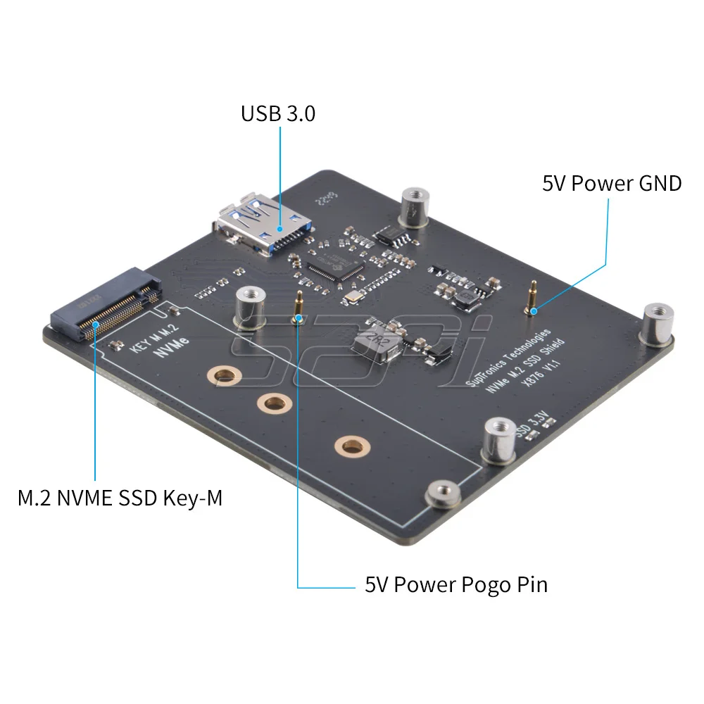 Placa de Expansão Nas Raspberry pi X876 Ssd Nvme M.2 Sata Suporte Key-m 2280 Ssd para Raspberry pi 4b 52pi - Imagem 3