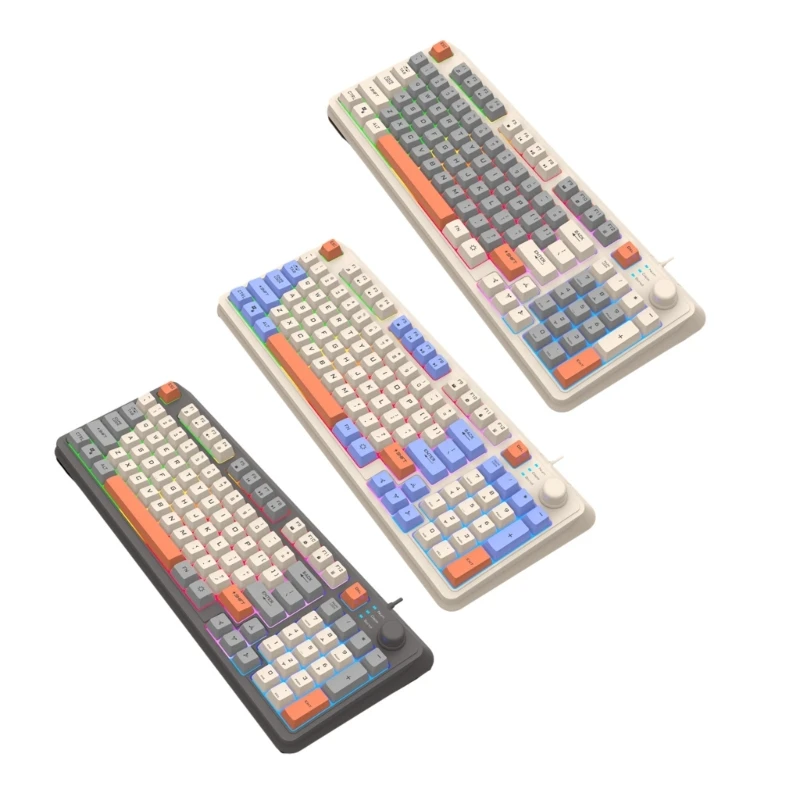 

Игровая клавиатура K82 с трехцветной подсветкой и механическим ощущением 94 клавиши для геймеров, компьютеров, ноутбуков,