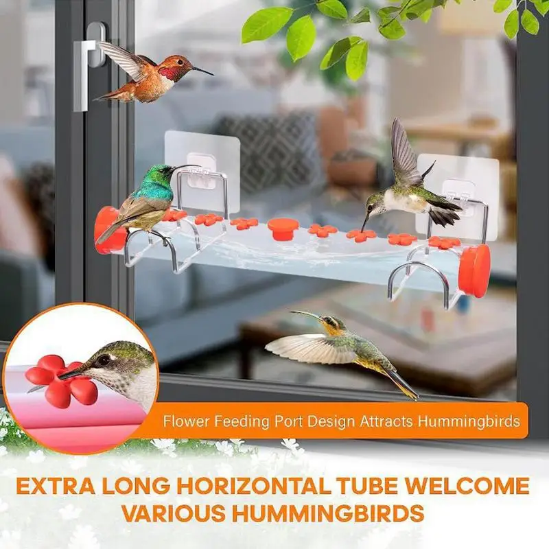 Window Bird Feeder Single Row Hummingbird Feeders Window Mount Bird Feeder Flower Hummingbird Window Feeders For Chinese New - Image 2