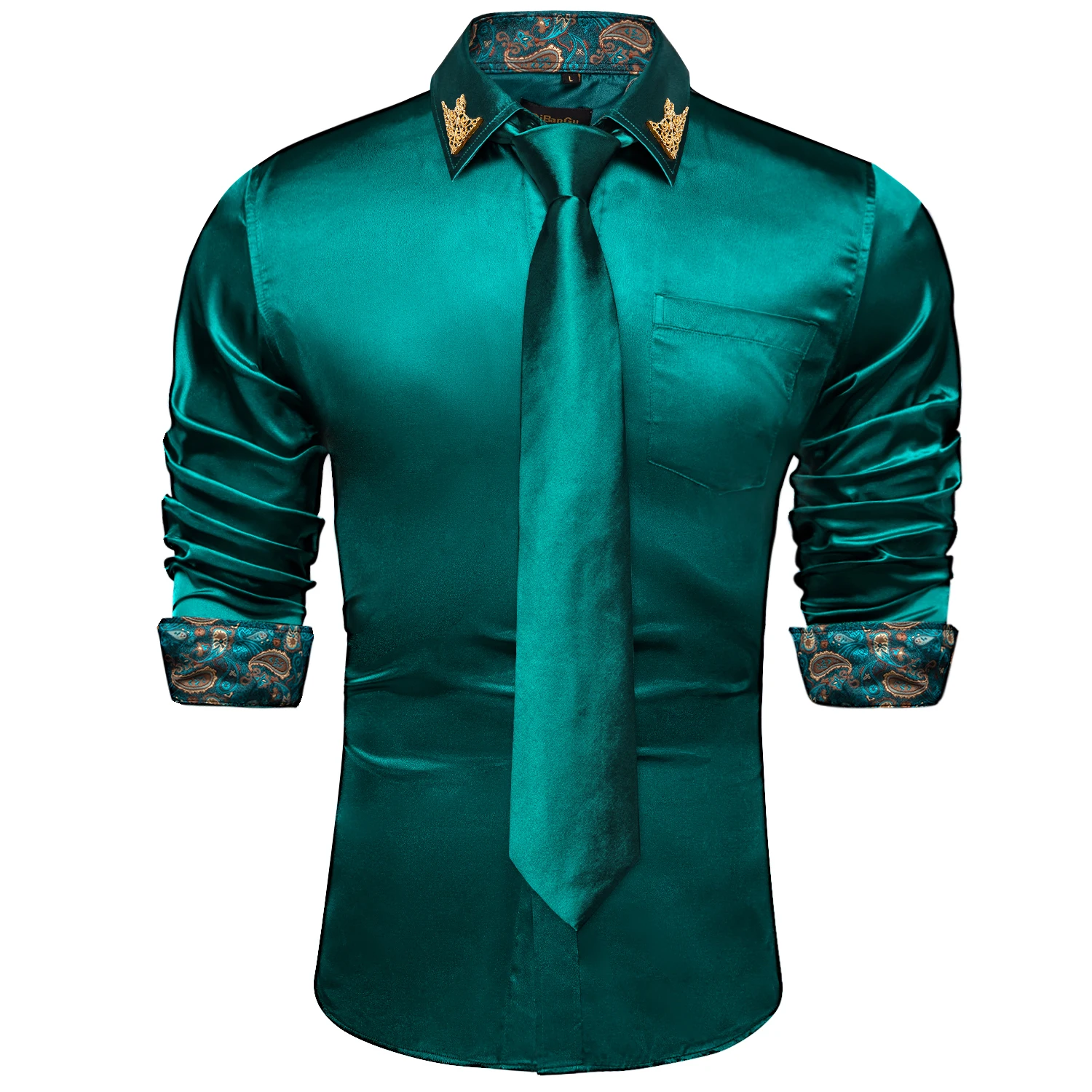 Tanio Wysokiej jakości wesele zielone koszule dla mężczyzn