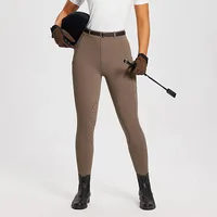 Girls Horse Riding Pants Kids Equestrian Breeches Belt Loops Knee-Patch Women's Tights Equestrian BreechesTights Zipper Pocket 1