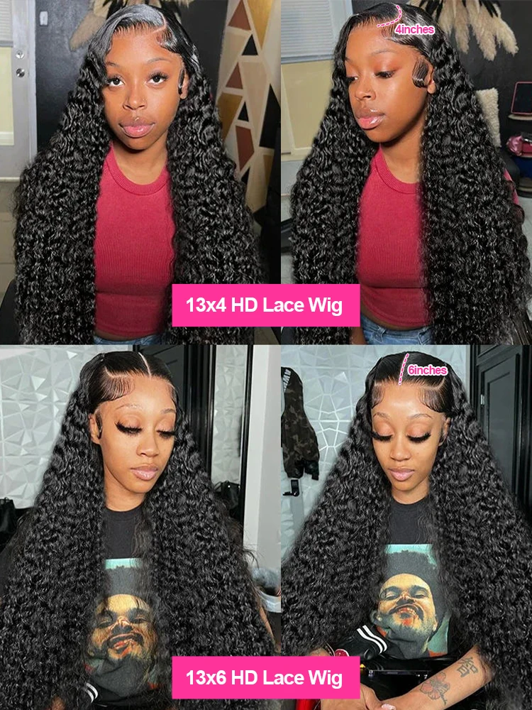 Human Hair Wig 300% High Density Loose Deep Wave 40Inch 13x6 13x4 HD Lace Frontal Full Glueless Ready To Go Preplucked Curly