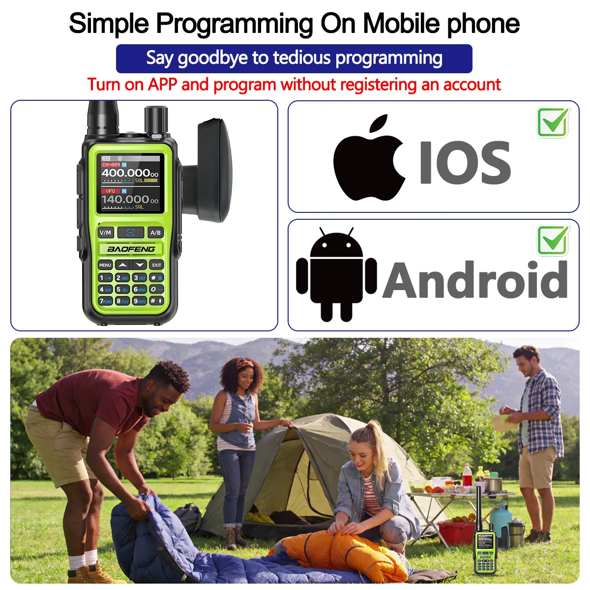 BAOFENG 워키 토키 무선 블루투스 프로그래밍 어댑터 UV-5R 미니 UV-32 UV-5RH 햄 라디오 용 전화 APP TYPE-C 충전기