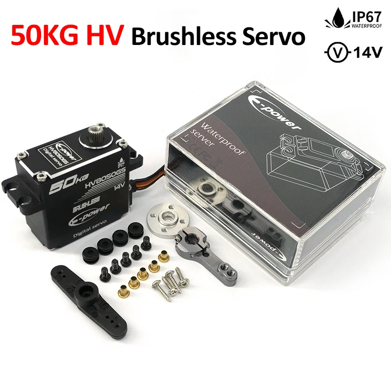 

50KG HV Brushless Waterproof Full Aluminum Case Steel Gear 180°/270°/360° 14V Servos for 1/5 RC Car Truck Boat Wltoys Tamiya HSP