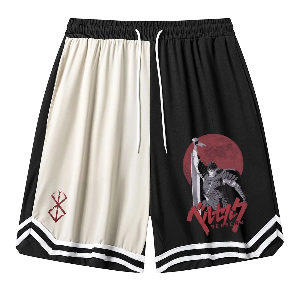 Anime Berserk Basketball Shorts Men Running Training Workout Loose Summer GYM Shorts Quick-Drying Breathable Casual Sports