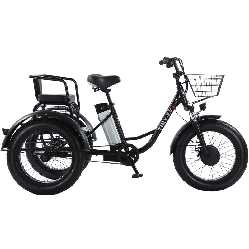 Tricicli elettrici a 3 ruote per adulti Bici elettrica per pneumatici grassi da 20 pollici 500W 48V Potente bici da carico elettrica/Batteria rimovibile  18
