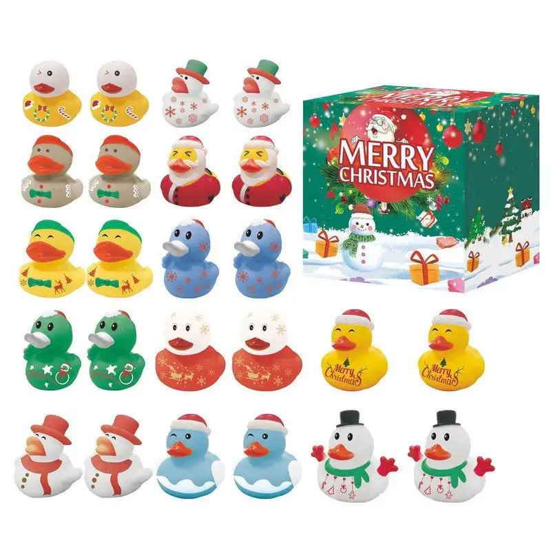 

Christmas Rubber Duckies Cute Soft 24Pcs Rubber Bath Toys Holiday Ducks Mini Ducks Party Favors Toys For Christmas Fun Carnival