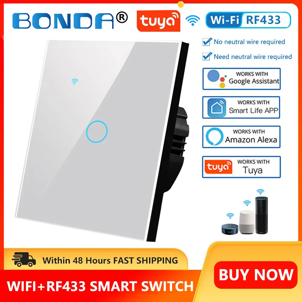 Умный выключатель BONDA с поддержкой Wi-Fi и Wi-Fi, 220 В