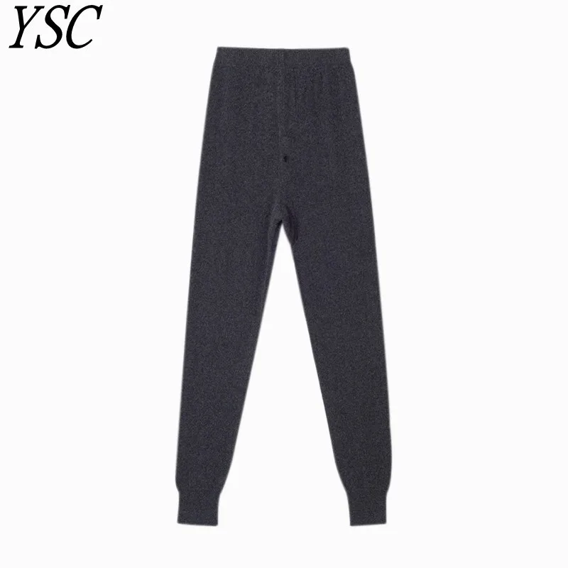 

YSC New style Men 's Knitted Cashmere Wool Blending Pants Pit bar style thickening High elastic warmth Strip drawing style