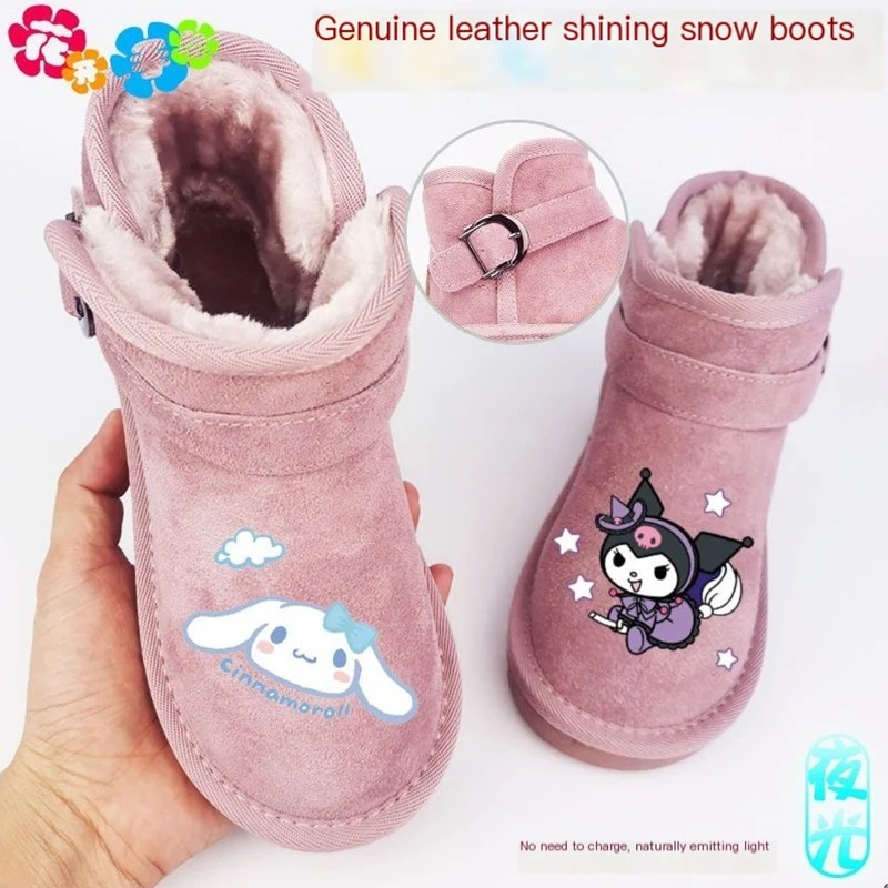 

Милые ботинки для снежной погоды My Melody Cinnamoroll Sanrio из аниме Kuromi Симпатичные Мультяшные хлопковые ботинки флисовые теплые Нескользящие Симпатичные игрушки для детей