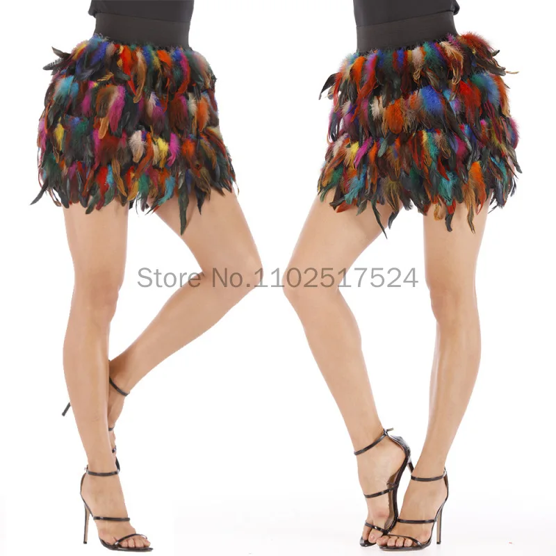 

Women's Fashion Skirt Costume Jazz Dance Luxury Peacock Feather Skirt Ladies Irregular Skirts Stage Performance Cosplay Outfit