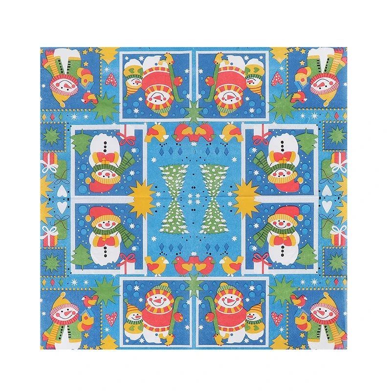 Colourful Christmas Snowman Printed Tissue Paper Christmas Party Children's Birthday Party Table Decoration Paper 20pcs/Pac