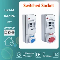 IP67สวิทช์ไฟฟ้า CEE ซ็อกเก็ต Miniature Circuit Breaker Protection IP66กันน้ำล็อคกล่องกระจาย 1