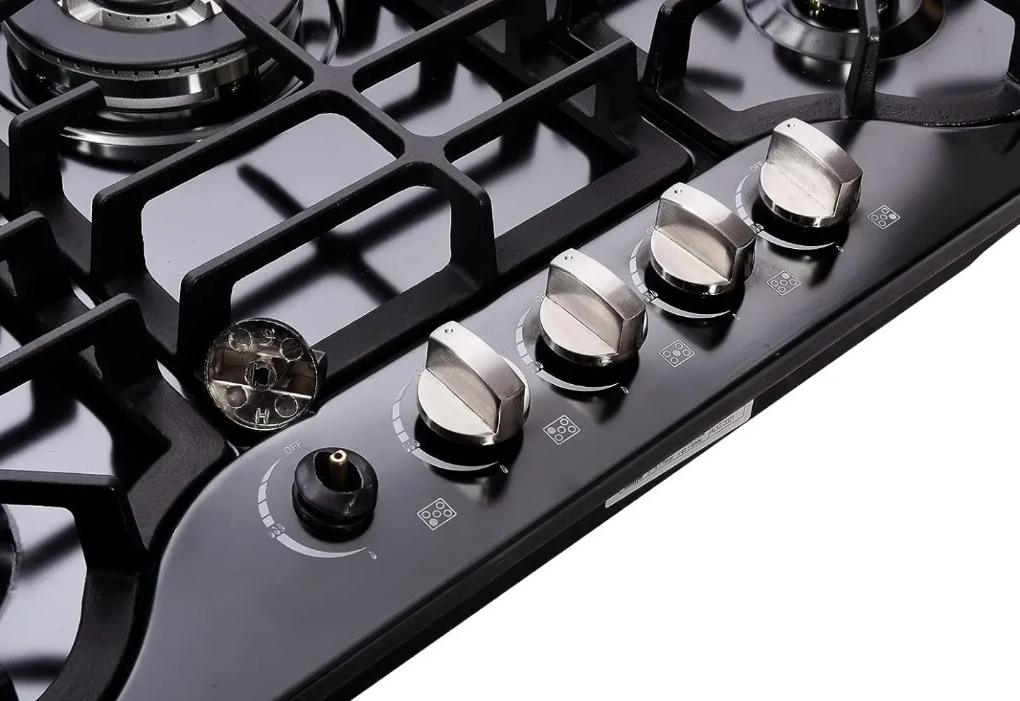 30 Inch LPG/NG Gas Cooktop Dual Fuel 5 Sealed Brass Burner Stainless Steel Hob 110V AC pulse Ignition Stainless Steel 5