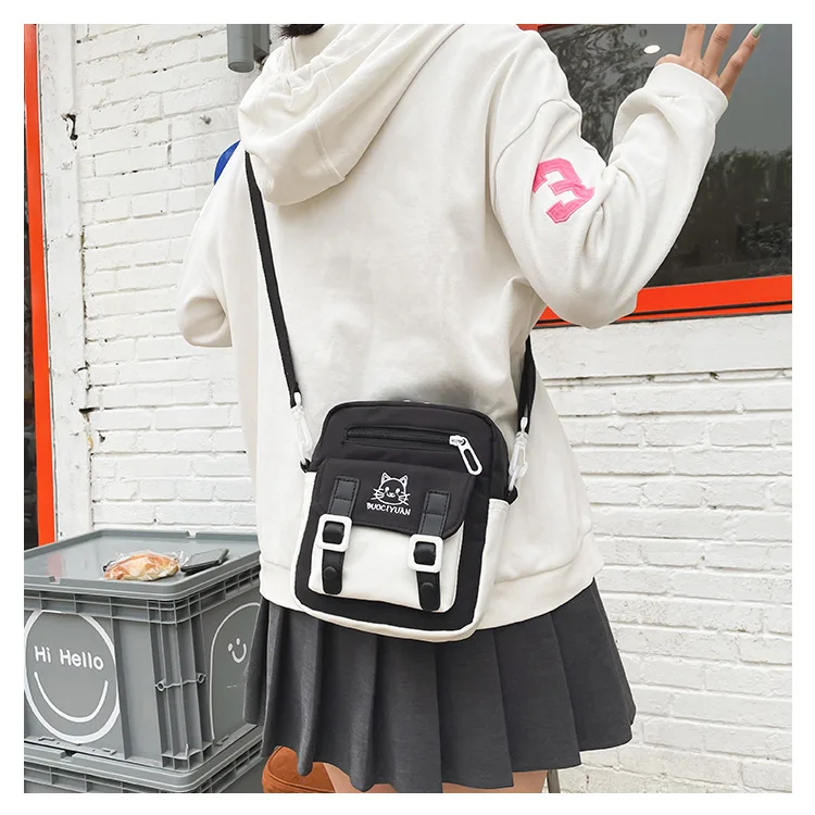 Japanese women small mobile phone bag cute cartoon cat girl student messenger bag funny personality shoulder bag