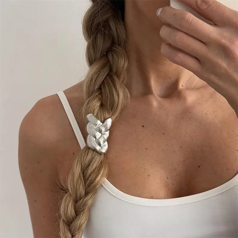 Punk-Style Elastic Hair Band with Unique Braided Design