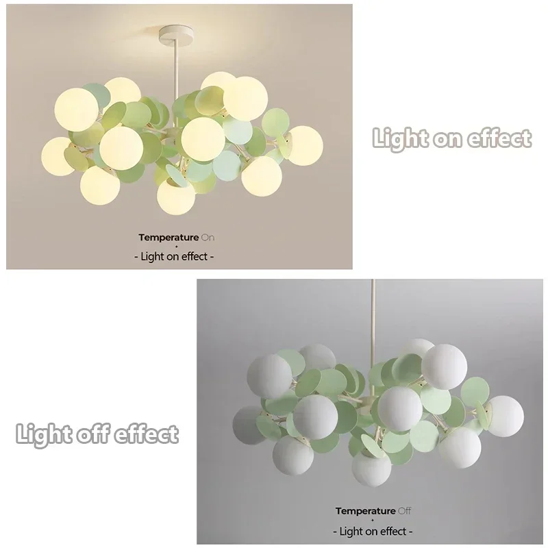 French Warm Style Chandeliers Green Magic Beans Molecule Led Hanging Lamp for Bedroom Living Dining Room Home Lighting Fixtures
