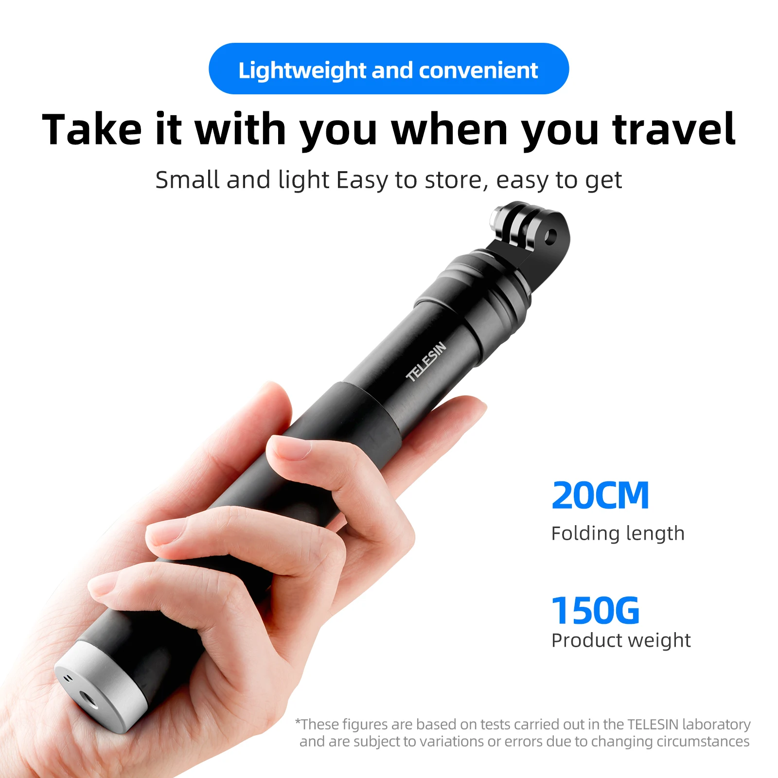 TELESIN For GoPro Selfie Stick 360&deg; Rotation Foldable Tripod Phone Holder Aluminum Alloy Monopod for DJI Insta360 Smartphone selfie stick
