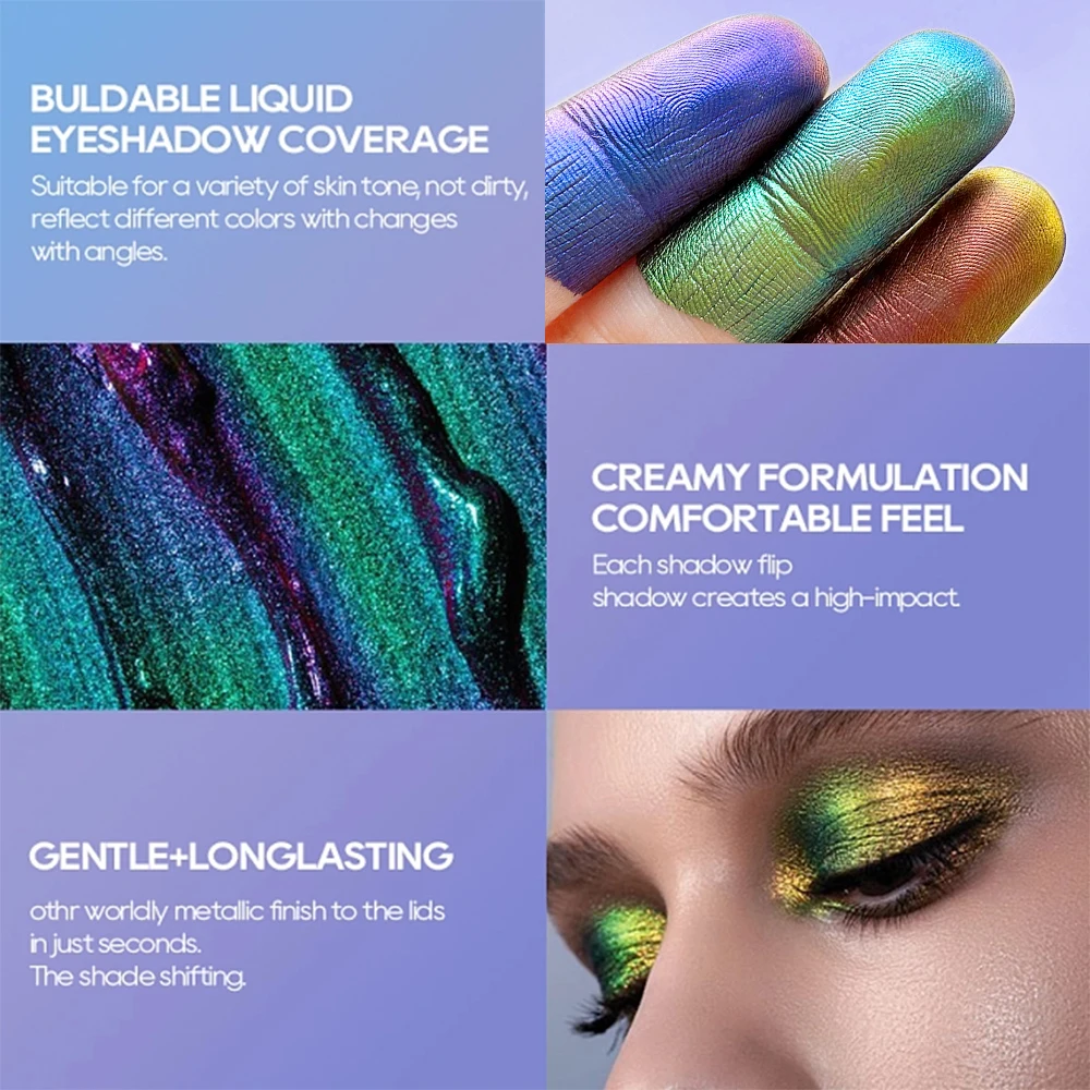 Chrome Shifting Pigments Chameleon Liquid Eyeshadow Shiny Long Lasting Multichrome High Eyeshadow Liquid Eye Makeup Art Cosmetic 5