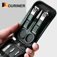 Ouriner 6Pcs Portable Manicure Sets Pedicure Kits Bright Black Nail Clipper Set Personal Care Tools Eyebrow Scissors 1