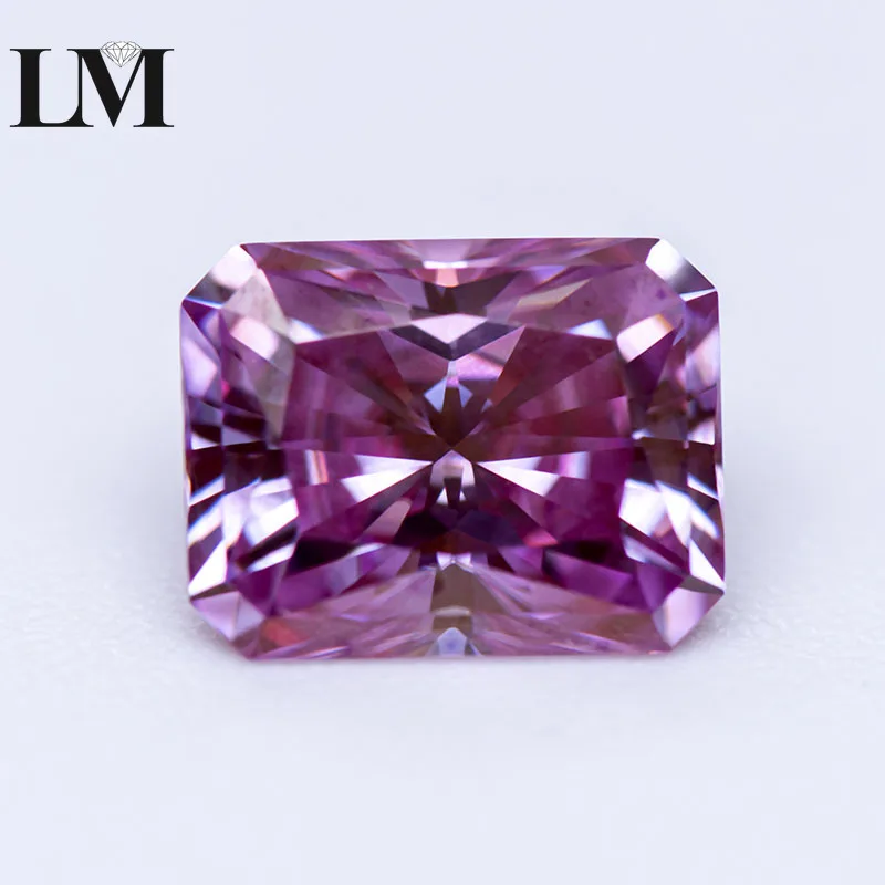 

Moissanite Stone Radiant Cut Sakura Pink Color Gemstone Lab Grown Diamond DIY Jewelry Rings Earrings Making with GRA Certificate