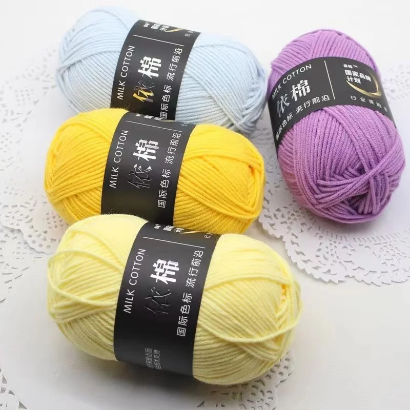 50gSet4plyMilkCottonKnittingYarnThreadsforKnittingWoolYarns