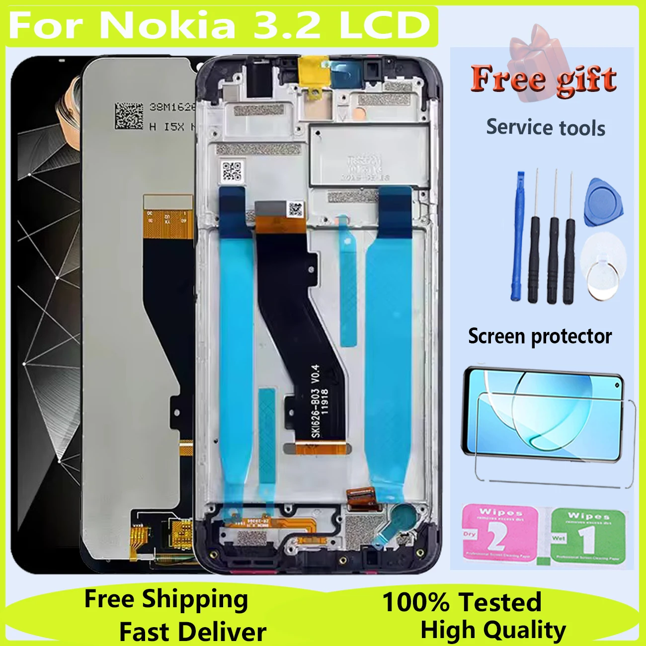 Дигитайзер сенсорного ЖК-экрана в сборе для Nokia 3,2 Full с рамкой TA-1156 TA-1159 TA-1164 дисплей запасные части для экрана