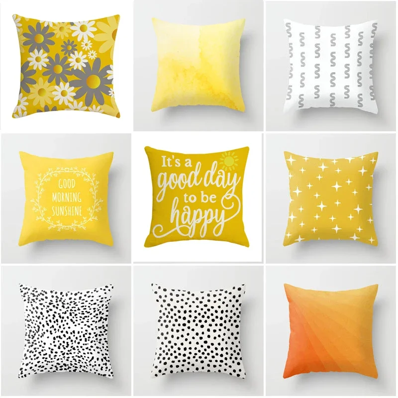 

45*45cm NordicDaisy Stripes Geometric Cushions Cover Polyester Pillowcase Sofa Car Home Decorative Pillow Case