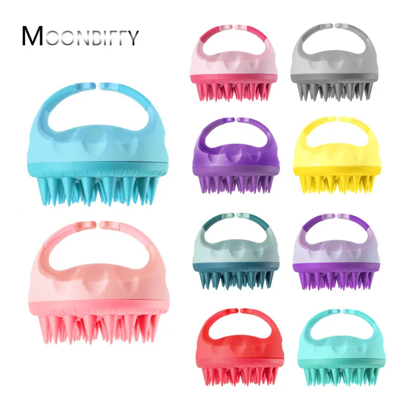 1pcs Silicone Shampoo Brush Handheld Scalp Meridian Massage Brush Shower Hair Comb Portable