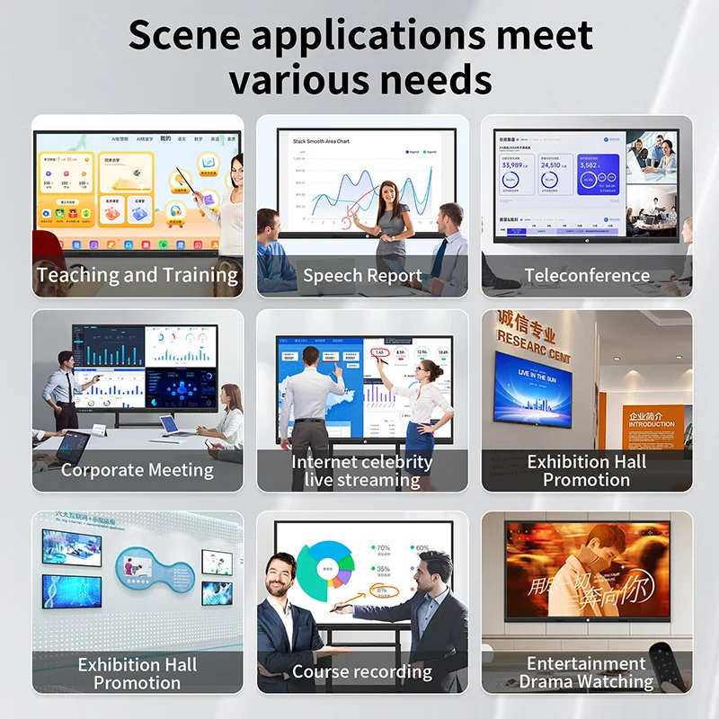 75-inch Smart Interactive Liquid Crystal Touch Screen Digital Signage, Wall-mounted Screen, Wall-mounted Advertising Machine.
