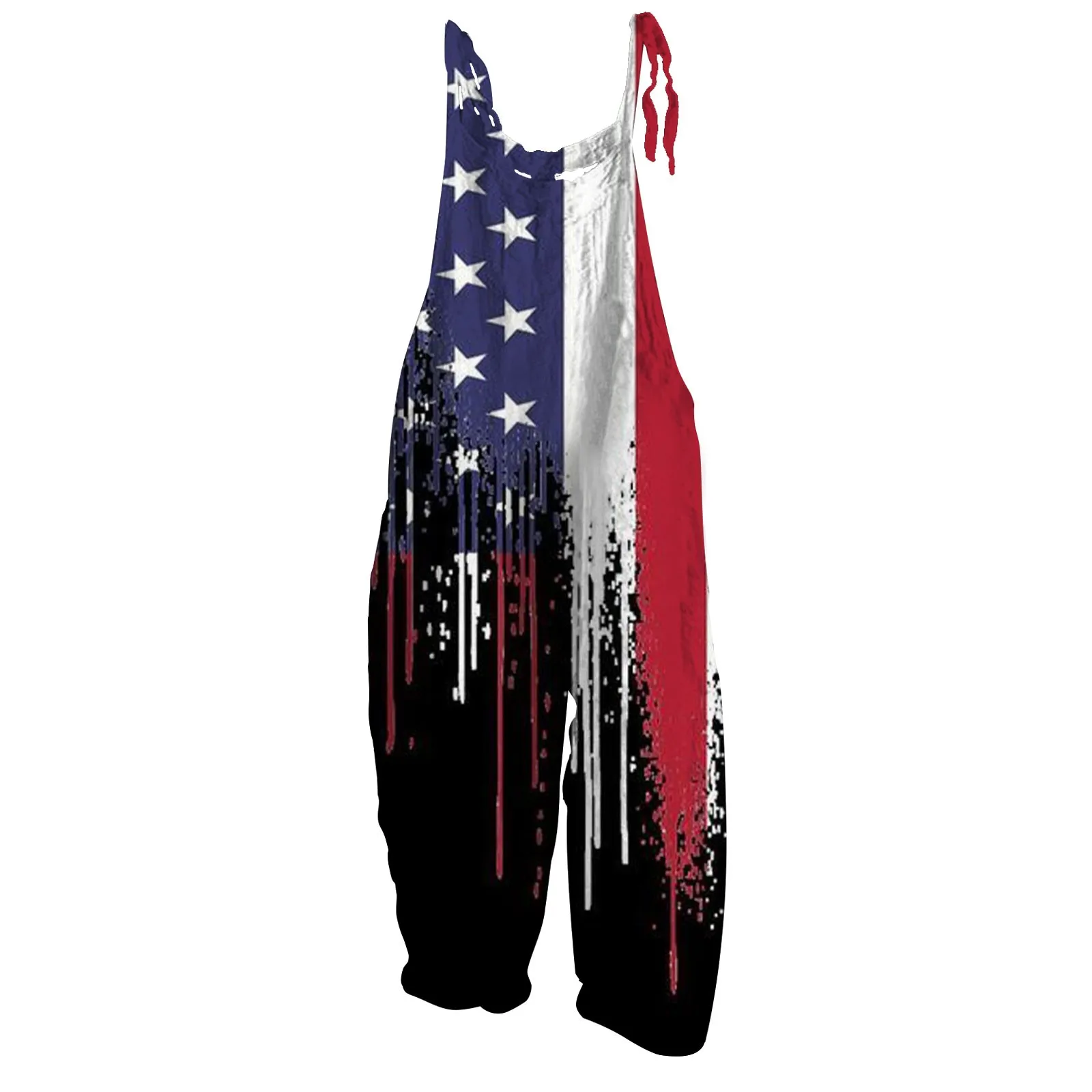 

Women's Jumpsuit Independence Day Print Summer Casual Loose Vintage Shoulder Strap Cotton Linen macacão feminino macacões