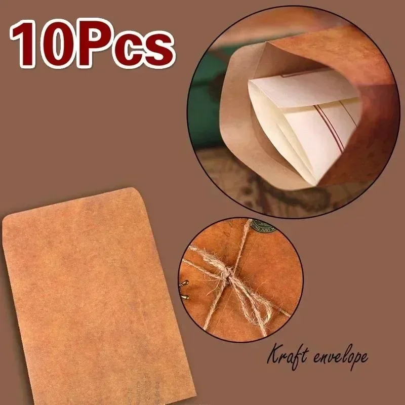 

10Pcs/lot Vintage Packaging Letter Paper Envelope Brown Kraft European Style Postcard Invitation Card Gift Stationery Envelopes