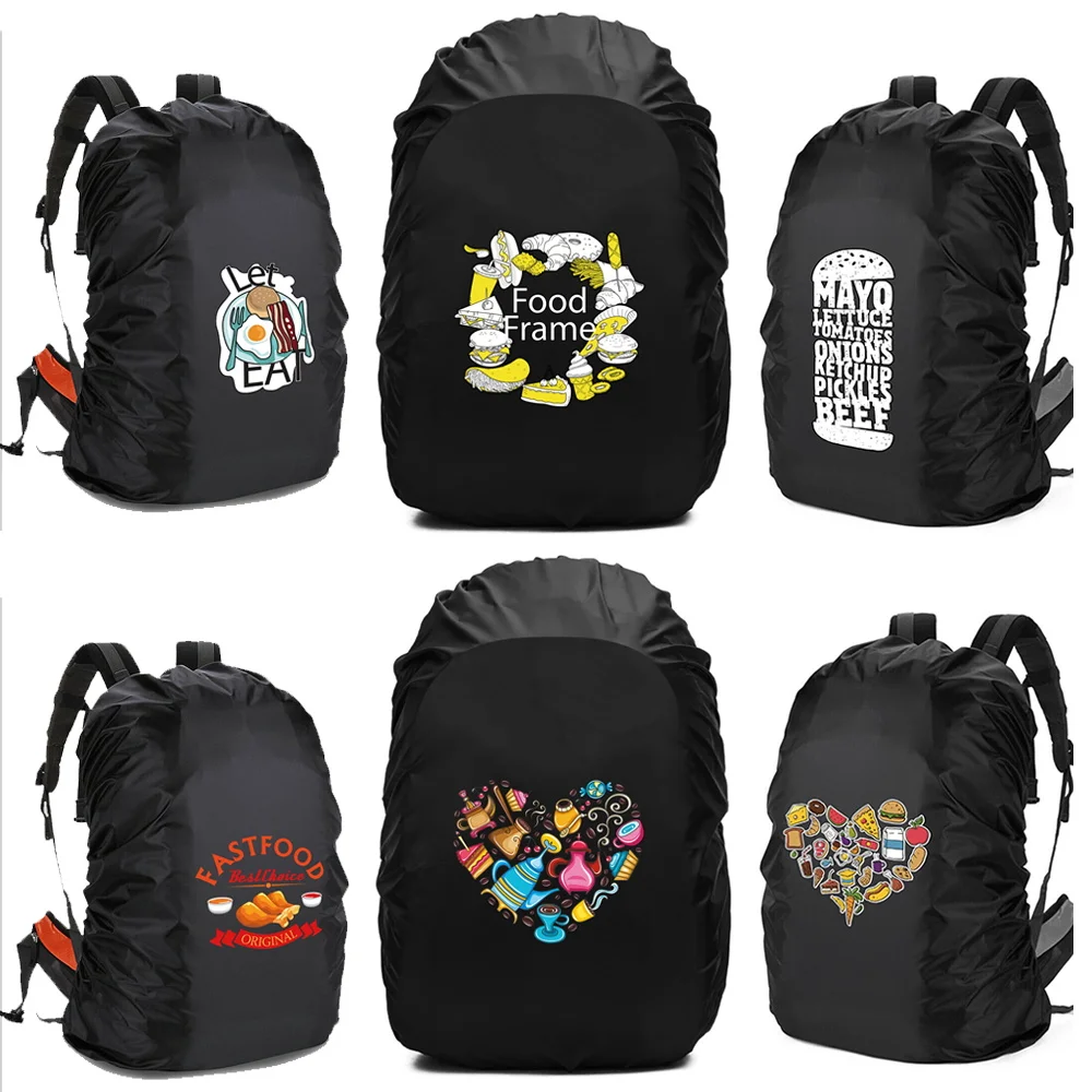 

Backpack Rain Cover 20L-70L Waterproof Outdoor Accessories Dustproof Camping Hiking Climbing Raincover Food Pattern BackpackCase