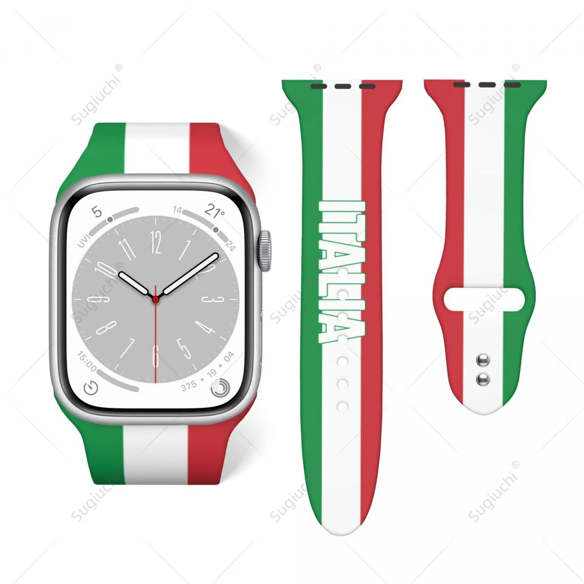 Unisex Italian Italy Flag 3D Sport Strap for Apple Watch Band Ultra 2 Silicone WatchBand for Iwatch Series 9 8 7 6 SE 5 4
