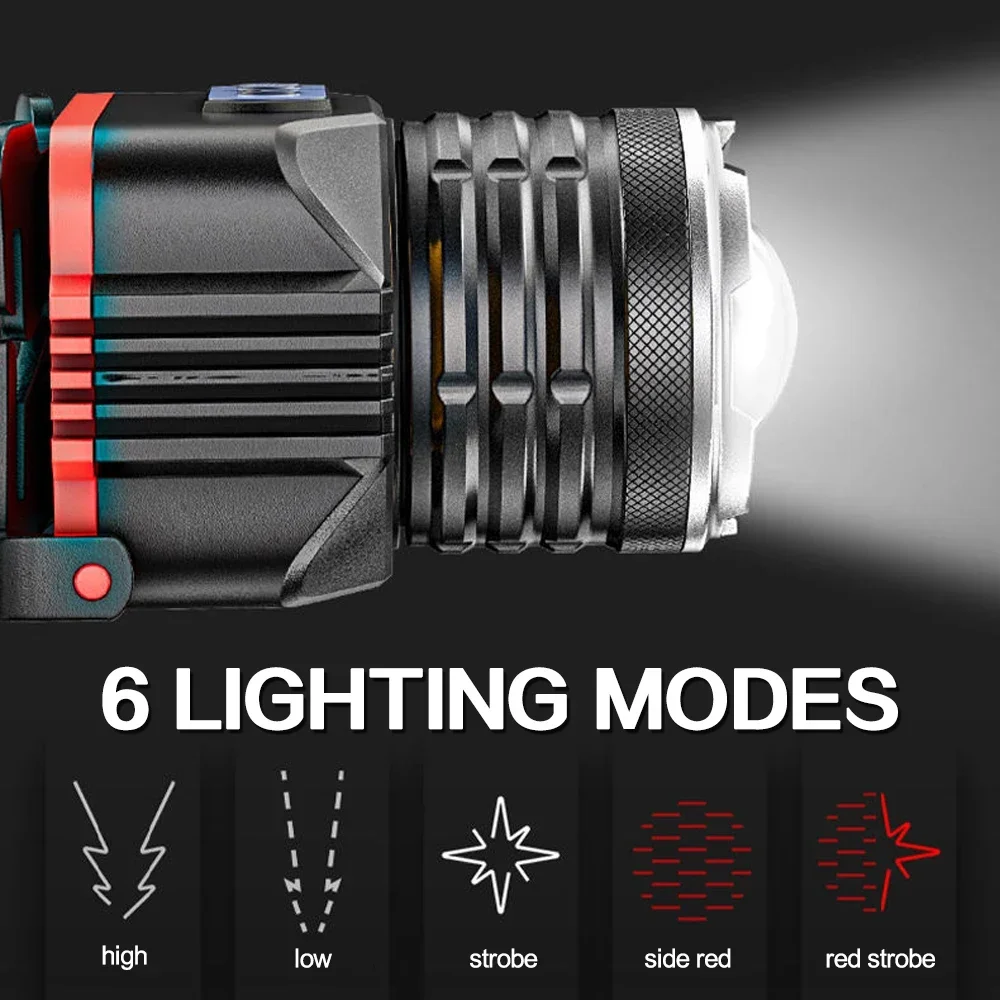 슈퍼 브라이트 LED 헤드램프, USB 충전식, 방수 헤드 손전등, 유도 헤드 램프, 캠핑 낚시 사냥용