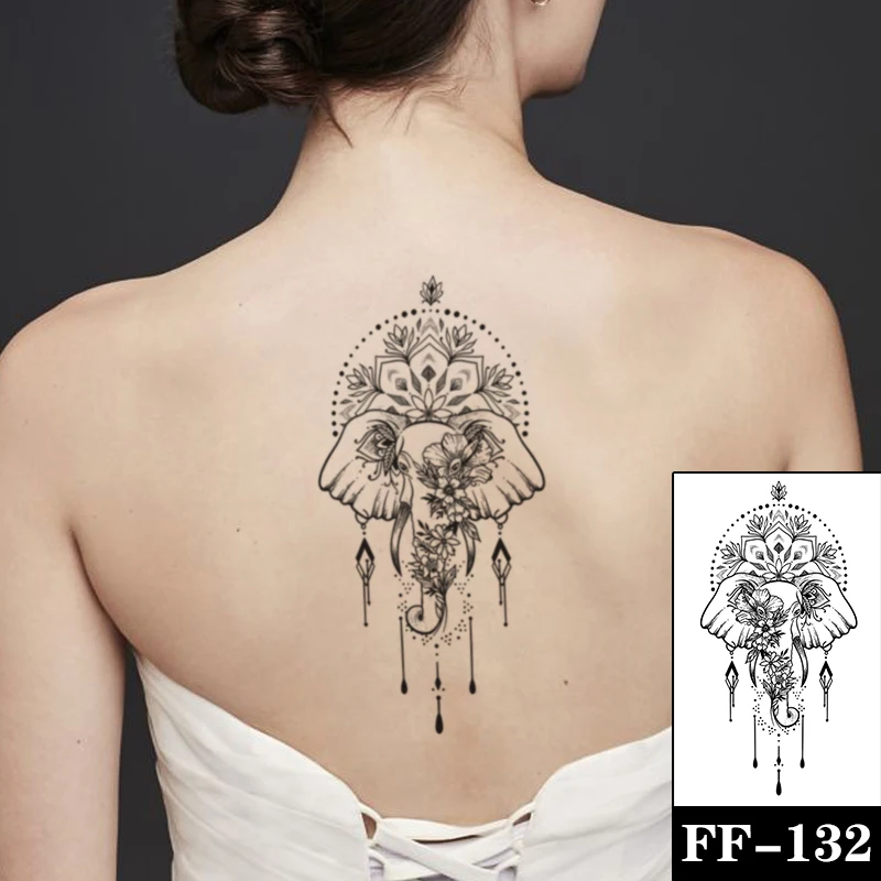 

Waterproof Temporary Tattoo Sticker Elephant Eye Flower Flash Tattoos Pendant Totem Body Art Arm Water Transfer Fake Tatoo Women