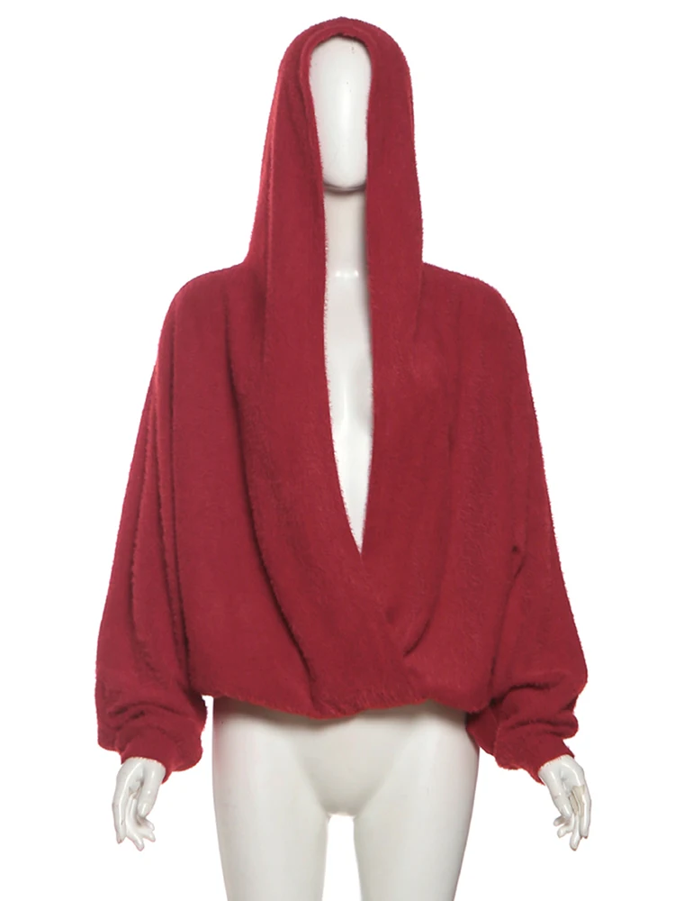 Nibber Swing Collar Christmas Party Hooded Hoodie Women Full Sleeve Plush Comfortable Leisure Fashion Sexy Simple Streetwear