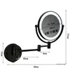 bathroom Makeup Mirrors Black/Brushed Gold Brass Wall Extending Folding Double Side LED Light Mirror Magnification Bath Mirror 6
