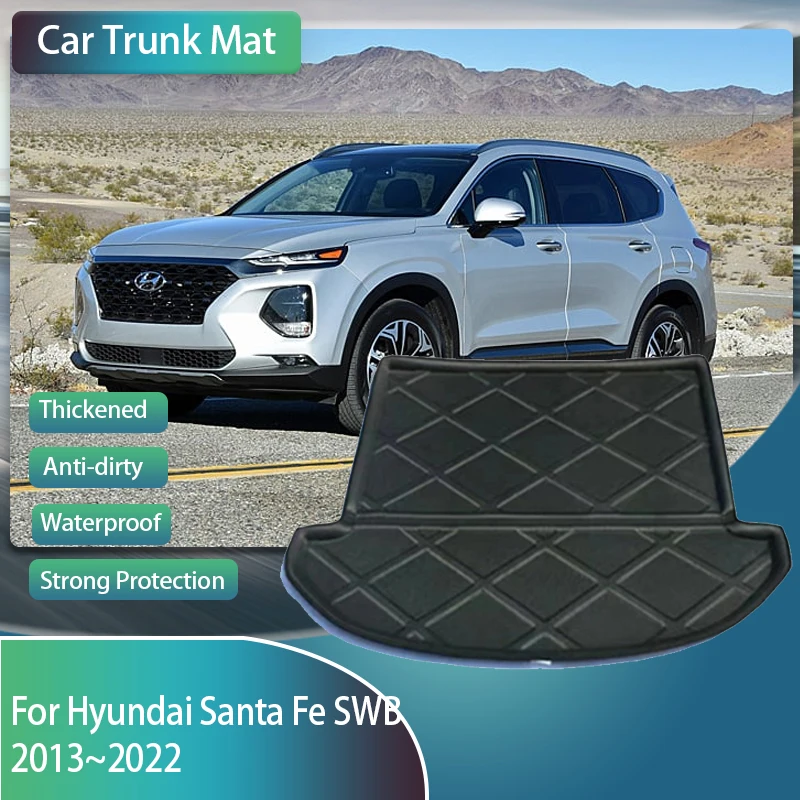 

Car Rear Trunk Storage Pads For Hyundai Santa Fe IX45 SWB 2013~2022 7seat Waterproof Boot Carpets Car Trunk Mat Auto Accessories