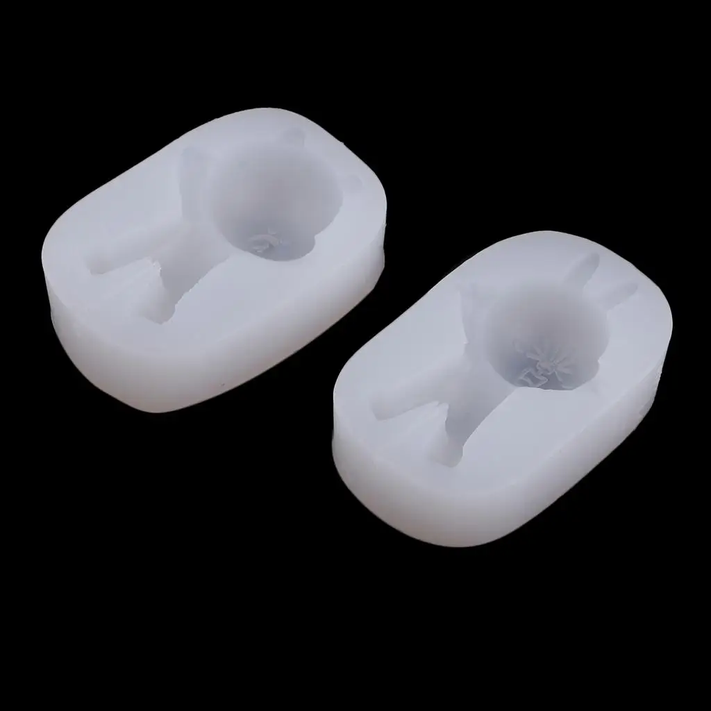

Silicone chocolate with 2 Pieces Rabbit and Bear Shape Silicone Cake Fondant Baking Kitchen Cooking Tool